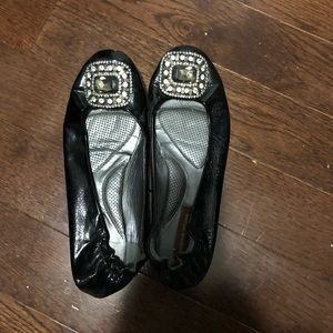 Black embellished flats